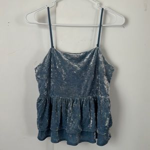 Classy blue velvet spaghetti strap top